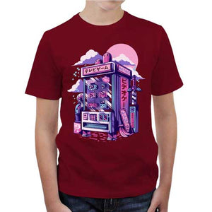 tshirt-enfant-retro-vending-machine-distributeur-de-jeux-video-coton-bio-rouge