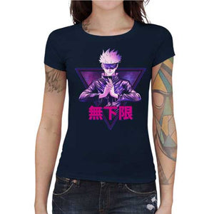 tshirt-femme-limitless-satoru-gojo-coton-bio-bleu-nuit