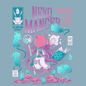 tshirt-nekomancer-magicien-qui-reincarne-les-chats-coton-bio-ciel