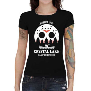 tshirt-femme-crystal-lake-le-celebre-masque-de-hockey-coton-bio-noir