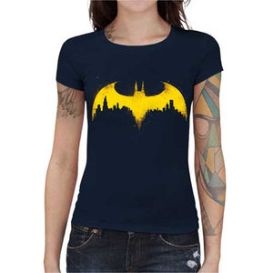 tshirt-femme-batman-coton-bio-bleu-nuit