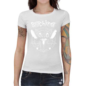 tshirt-femme-stitchknot-cross-over-surpuissant-de-stitch-et-slipknot-coton-bio-blanc