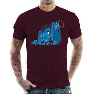 tshirt-homme-old-school-gamer-coton-bio-cerise