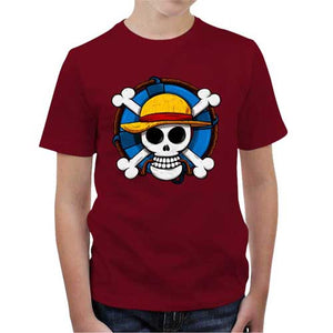 tshirt-enfant-one-piece-skull-coton-bio-rouge