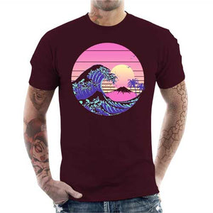 tshirt-homme-the-great-dream-wave-artiste-japonais-coton-bio-cerise