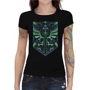 tshirt-femme-cyber-z-legend-le-bouclier-et-la-technologie-coton-bio-noir