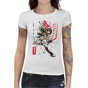 tshirt-femme-attaque-des-titans-soldat-mikasa-coton-bio-blanc