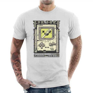 tshirt-homme-play-retro-vibes-game-boy-style-old-school-coton-bio-blanc