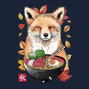 tshirt-fox-leaves-and-ramen-coton-bio-bleu-nuit