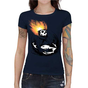 tshirt-femme-skull-fire-coton-bio-bleu-nuit