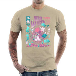 tshirt-homme-nekomancer-magicien-qui-reincarne-les-chats-coton-bio-beige