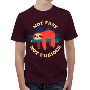 tshirt-enfant-not-fast-not-furious-savoir-prendre-son-temps-coton-bio-cerise