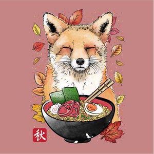 tshirt-fox-leaves-and-ramen-coton-bio-petal-rose