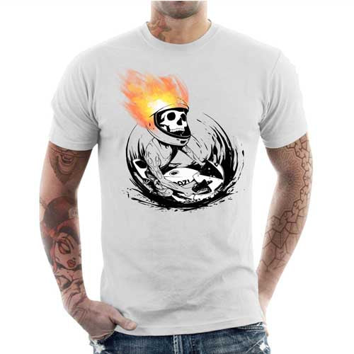 T shirt Motard homme - Skull Fire