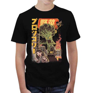 tshirt-enfant-broccozilla-le-brocoli-geant-detruit-la-ville-coton-bio-noir