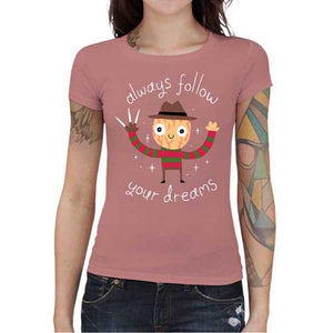 tshirt-femme-freddy-krueger-follow-your-dreams-coton-bio-petal-rose