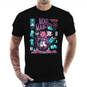 tshirt-homme-nekomancer-magicien-qui-reincarne-les-chats-coton-bio-noir