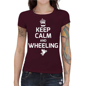 tshirt-femme-keep-calm-and-wheeling-coton-bio-cerise