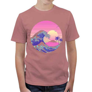 tshirt-enfant-the-great-dream-wave-artiste-japonais-coton-bio-petal-rose