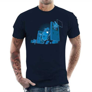 tshirt-homme-old-school-gamer-coton-bio-bleu-nuit