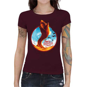 tshirt-femme-dune-vers-des-sables-et-litanie-du-bene-gesserit-coton-bio-cerise