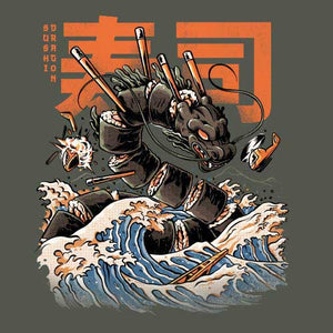 tshirt-sushi-dragon-pour-gourmets-fan-d-art-et-de-japon-coton-bio-khaki