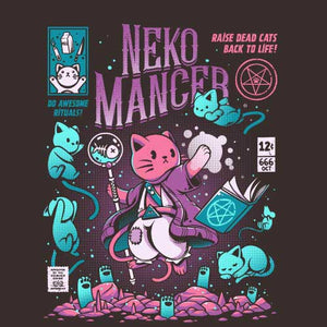 tshirt-nekomancer-magicien-qui-reincarne-les-chats-coton-bio-chocolat