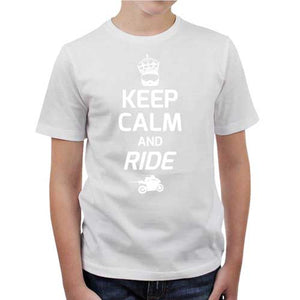 tshirt-enfant-keep-calm-and-ride-coton-bio-blanc