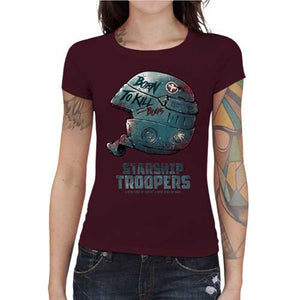 tshirt-femme-starship-troopers-coton-bio-cerise