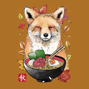 tshirt-fox-leaves-and-ramen-coton-bio-curcuma