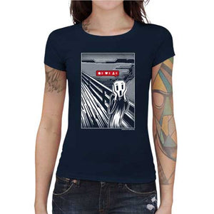 tshirt-femme-social-network-slave-le-cri-de-munch-coton-bio-bleu-nuit