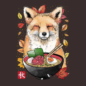 tshirt-fox-leaves-and-ramen-coton-bio-chocolat