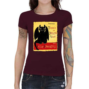 tshirt-femme-dragons-noir-coton-bio-cerise