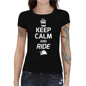 tshirt-femme-keep-calm-and-ride-coton-bio-noir