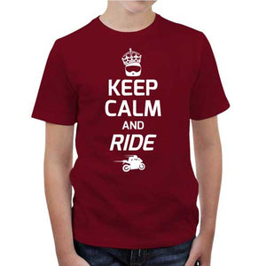 tshirt-enfant-keep-calm-and-ride-coton-bio-rouge