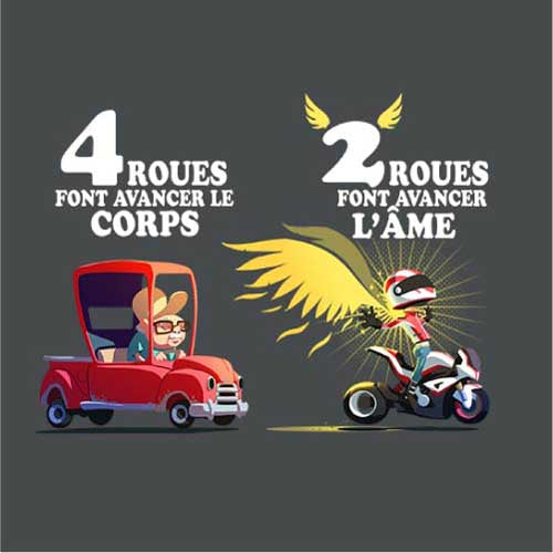 T SHIRT MOTO - 4 roues VS 2 roues