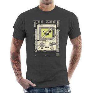 tshirt-homme-play-retro-vibes-game-boy-style-old-school-coton-bio-gris-fonce