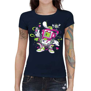 tshirt-femme-game-boy-old-school-coton-bio-bleu-nuit