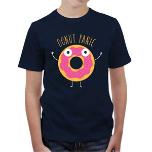 tshirt-enfant-donut-panic-la-nourriture-geek-coton-bio-bleu-nuit