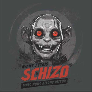 tshirt-schizo-gollum-coton-bio-gris-fonce