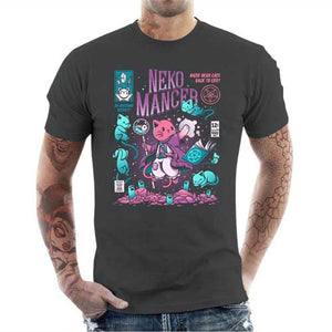 tshirt-homme-nekomancer-magicien-qui-reincarne-les-chats-coton-bio-gris-fonce