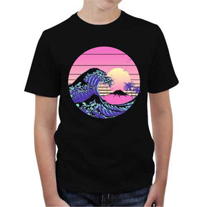 tshirt-enfant-the-great-dream-wave-artiste-japonais-coton-bio-noir