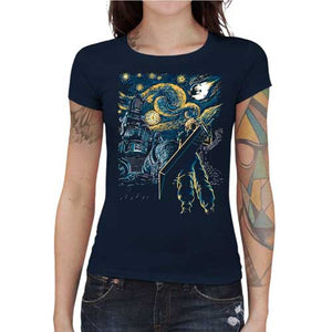 tshirt-femme-final-fantasy-7-coton-bio-bleu-nuit