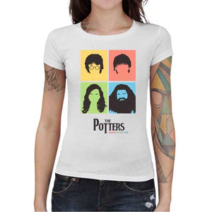 tshirt-femme-the-potters-harry-potter-et-les-beatles-coton-bio-blanc