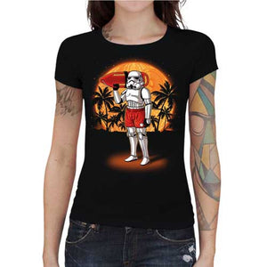 tshirt-femme-stormtrooper-plage-coton-bio-noir