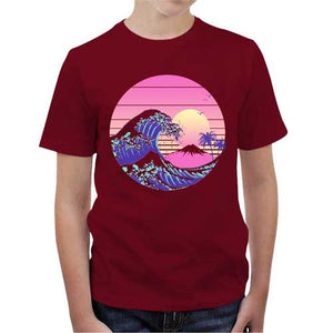 tshirt-enfant-the-great-dream-wave-artiste-japonais-coton-bio-rouge