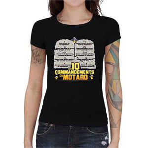 tshirt-femme-les-10-commandements-du-motard-coton-bio-noir