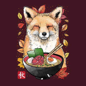 tshirt-fox-leaves-and-ramen-coton-bio-cerise