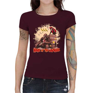 tshirt-femme-king-of-the-jungle-coton-bio-cerise