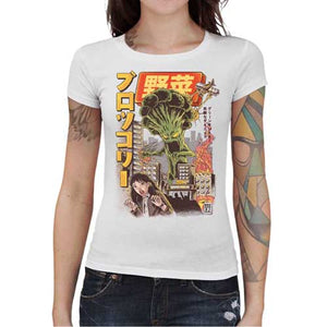 tshirt-femme-broccozilla-le-brocoli-geant-detruit-la-ville-coton-bio-blanc